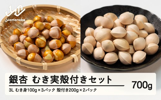 《先行予約》2026年 山形県産 銀杏 むき実＋殻付きセット 3L 約700g 2026年10月上旬から順次発送 ぎんなん おつまみ 真空パック 個包装 小分け 秋 野菜 it-gis3x700