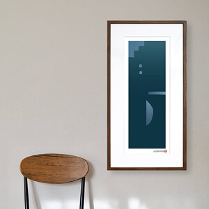 【絵画】 和紙アート 「朽ちる藍」 額装サイズ 300mmx600mm 阿波紙 【 アート インテリア 現代版画 】