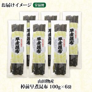 北海道釧路町産昆布6袋セット  山田物産の天然棹前早煮昆布 100g×6袋【1414163】