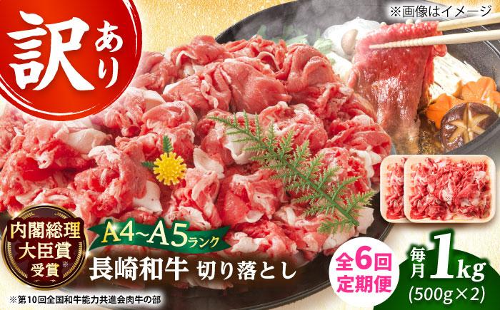 
            【全6回定期便】【訳あり】【A4～A5】長崎和牛焼肉切り落とし(肩ロース・バラ）　1kg（500g×2p）【株式会社 MEAT PLUS】 [DBS047]長崎和牛 和牛 国産 牛肉  長崎和牛 焼肉 切り落とし 肩ロース バラ 1kg 500g 2パック6回定期便 定期便 6回 訳あり 訳アリ
          