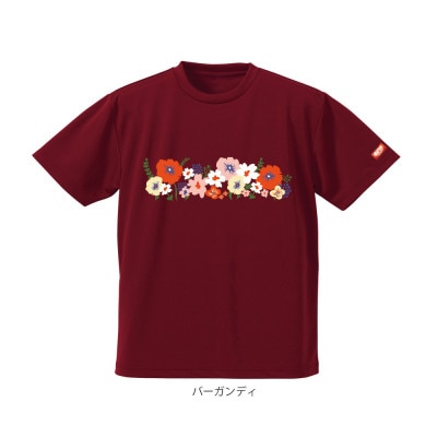 JTTA公認　卓球ユニフォーム【男女兼用(ドライ):Mサイズ】フラワー2　バーガンディ