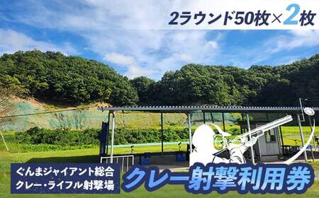 クレー射撃ラウンド券(2ラウンド クレー50枚)×2枚 F21E-419