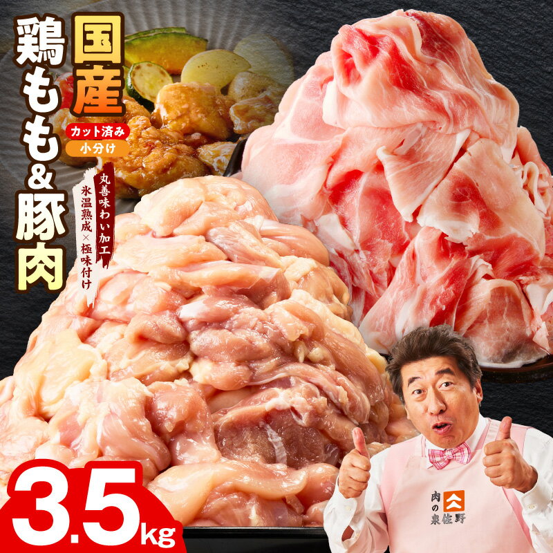 【ふるさと納税】【発送月が選べる】 訳あり 国産 豚肉 2kg 鶏もも肉 1.5kg セット 計3.5kg 2種 食べ比べ 豚 鶏 肉 味付き 小分け サイズ不揃い 冷凍 ストック 時短 真空ラップ梱包 大阪府 泉佐野市 送料無料 熟成肉 氷温熟成 ふるさと納税オリジナル 限定 肉の泉佐野