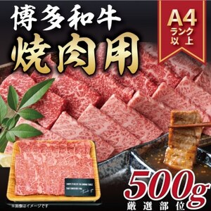 【毎月定期便】博多和牛 A4～A5 焼き肉用【厳選部位】(500g)全3回【配送不可地域：離島】【4054207】