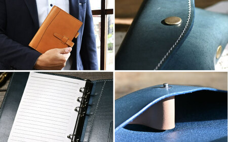 本革バイブルサイズシステム手帳（15mmリング）とスナップボタンメガネケースセット コニャック 滋賀県長浜市/株式会社ブラン・クチュール[AQAY459]