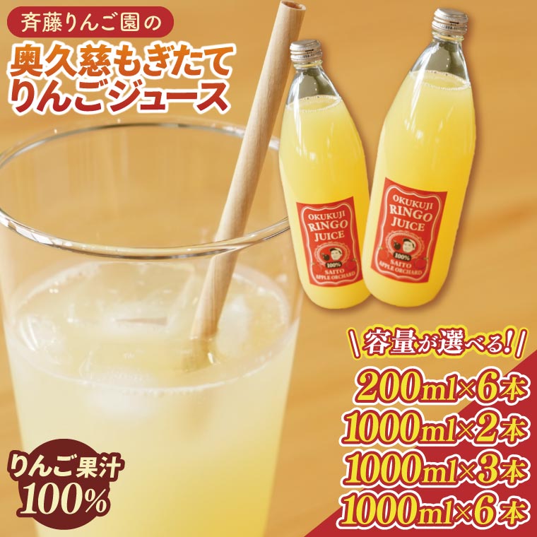 【ふるさと納税】【選べる】斉藤りんご園の奥久慈りんごジュース（ストレート）（化粧箱入り）（CG004）