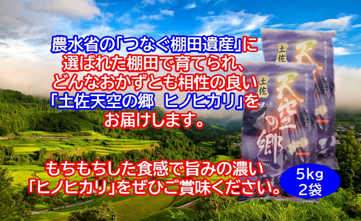 【新米予約】令和7年産 土佐天空の郷 ヒノヒカリ 10kg 農林水産省の「つなぐ棚田遺産」に選ばれた棚田で育てられた棚田米