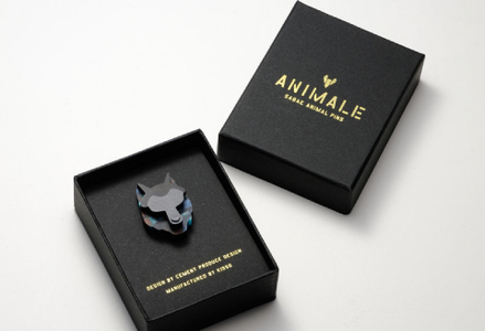 めがね素材で作る『ANIMALE（アニマーレ）Sabae アニマルピンズ』 オオカミ  KISSO ピンバッジ 
