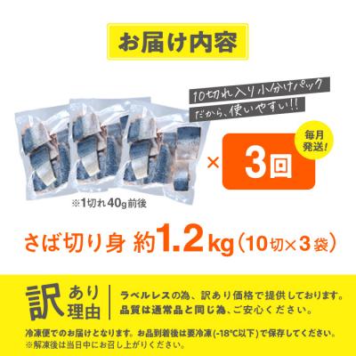 ふるさと納税 佐伯市 <定期便・全3回 (毎月)>訳あり鯖切り身 (総計約3.6kg・40g前後×90切) |  | 01