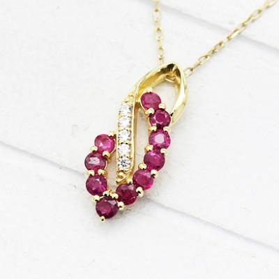 ふるさと納税 韮崎市 ネックレス K18YG ゴールド ルビー ダイヤモンド 0.05ct 【f134-rd-k18yg】