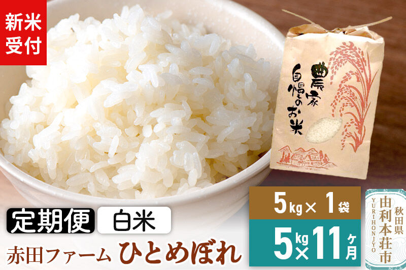 ＜令和8年産 新米受付＞《11ヶ月定期便》【白米】秋田県産ひとめぼれ 5kg [新米予約 米 お米 こめ 白米 精米 ひとめぼれ ブランド米 食卓 おにぎり 秋田県産 秋田県 由利本荘市]
