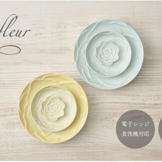 錦右エ門陶苑 La Vie en rose バラの食器 6点セット イエロー＆グリーン 有田焼 取り皿 小皿 バラ 薔薇 食卓 カトラリーレスト A35-255