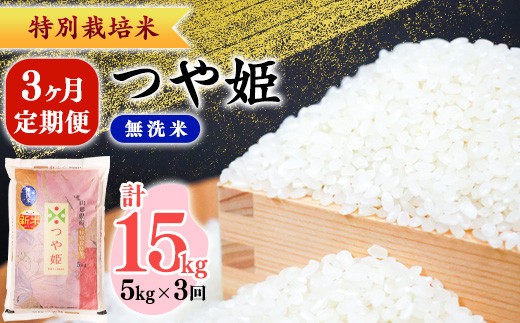 
                  【時期選べる】《先行予約》令和8年産 新米 3ヶ月定期便 《特別栽培米》 つや姫【無洗米】 合計15kg（5kg×3回）  2026年産 山形県産　045-C-SR004-R8
                