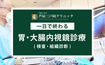 1日で終わる 胃・大腸内視鏡診療 (日帰り) 1名様【芦屋三戸岡クリニック】消化器内視鏡専門クリニック 大腸検査 胃検査 内視鏡検査 大腸がん 大腸ポリープ 胃がん 胃潰瘍 などの 早期発見 早期対策 早期治療 健康 カウンセリング