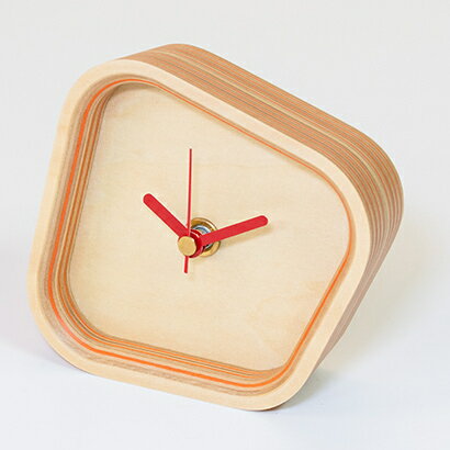【ふるさと納税】木製 置き時計 オレンジ ウッドデザイン賞受賞 ペーパーウッド 時計 置時計 アナログ おしゃれ かわいい 雑貨 日用品 北海道 芦別市