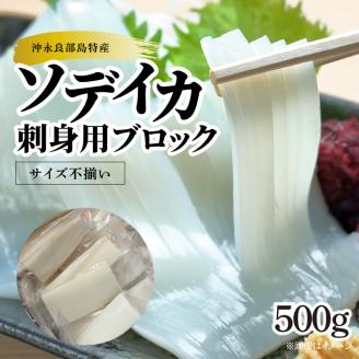 【サイズ不揃い】ソデイカ・刺身用ブロック　500g/沖永良部島特産