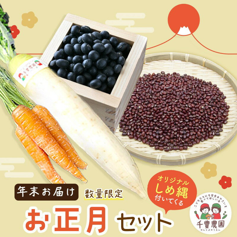 【ふるさと納税】【先行予約/数量限定10】農家直送　令和8年お正月セット 野菜 しめ縄 オリジナル 栽培期間中農薬不使用 有機肥料 黒豆 くろまめ 小豆 あずき 大根 だいこん 人参 にんじん お正月準備 年越し おせち 料理 手作り 和食 年末 送料無料