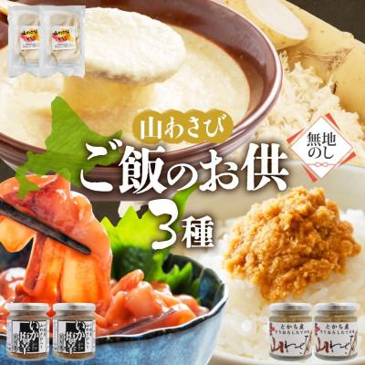 ふるさと納税 帯広市 熨斗 十勝 山わさび ごはんのお供 3種 とろろ&amp;イカの塩辛&amp;醤油漬け 各2点 北海道 帯広市
