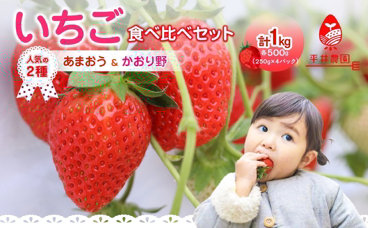 
            人気の2種いちご食べ比べセット「あまおう500g」＋「かおり野500g」合計1kg｜2026年2月～順次発送＜ひらい観光農園＞ あまおう かおり野 いちご 苺 イチゴ フルーツ 果物 くだもの 人気 旬 福岡県産 食べ比べ 採れたて セット 冷蔵配送 数量限定 期間限定 産地直送 福岡県 八女市
          