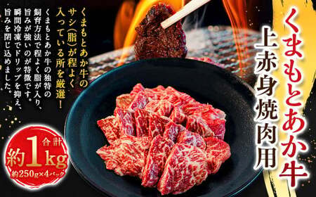 くまもとあか牛上赤身焼肉用 約250g×4パック（計約1kg） あか牛 赤牛 褐牛 褐毛和種 和牛 上赤身 赤身 牛肉 ビーフ お肉 肉 焼肉 焼き肉 焼肉用 焼き肉用 おかず 惣菜 総菜 九州 熊本県 冷凍