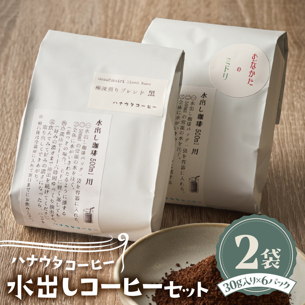 【ふるさと納税】「ハナウタコーヒー」水出し珈琲2袋セット【ハナウタコーヒー】_HA1139　送料無料珈琲 コーヒー 極深煎り ブレンド ミドリ 8パック 美味しい 新鮮 ティータイム 癒し