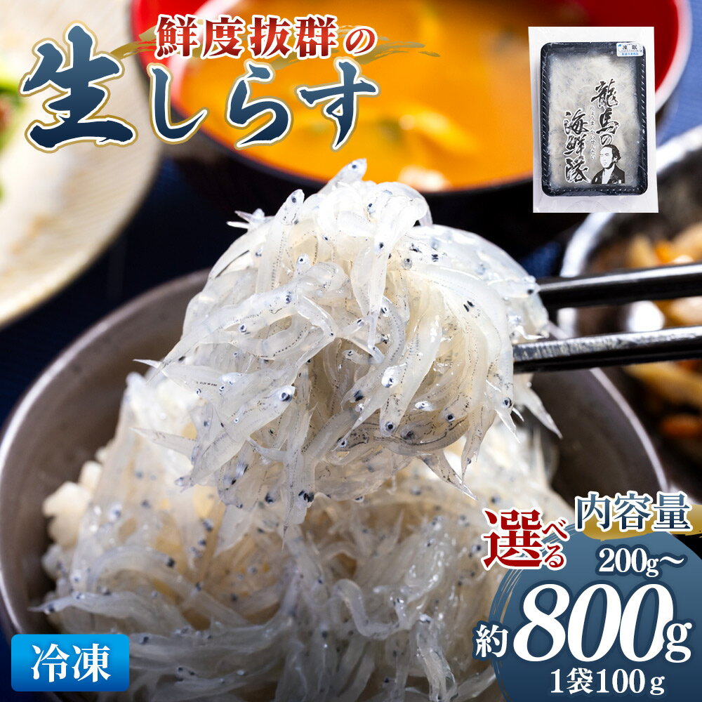 【ふるさと納税】鮮度抜群の生しらす （100g×2袋/5袋/8袋）-選べる 数量 内容量 国産 生食 小分けパック 海鮮 新鮮 そのまま 魚介 釜揚げしらす しらす丼 海鮮丼 ご飯のお供 お取り寄せ 産地直送 竜馬 龍馬の海鮮隊 野島水産 高知県 香南市【冷凍】
