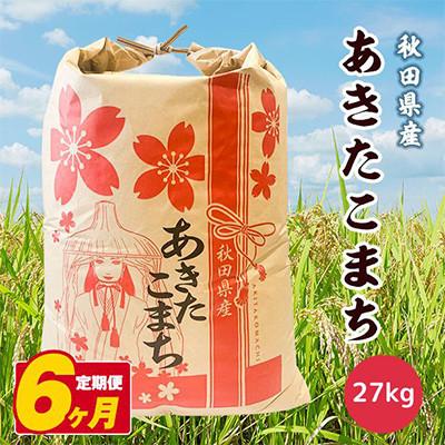 ふるさと納税 潟上市 【毎月定期便】秋田県産あきたこまち 白米 27kg全6回
