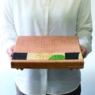 柿渋塗 四つ目箱 便せんサイズ こげ茶布付【TN82】