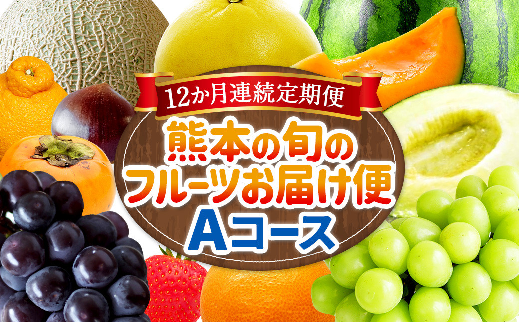 【12か月連続定期便】熊本の旬のフルーツお届け便 （Aコース） フルーツ 果物 くだもの 晩白柚 苺 デコポン みかん 柑橘 蜜柑 メロン すいか メロン シャインマスカット 葡萄 ぶどう 栗 太秋柿 柿 定期便