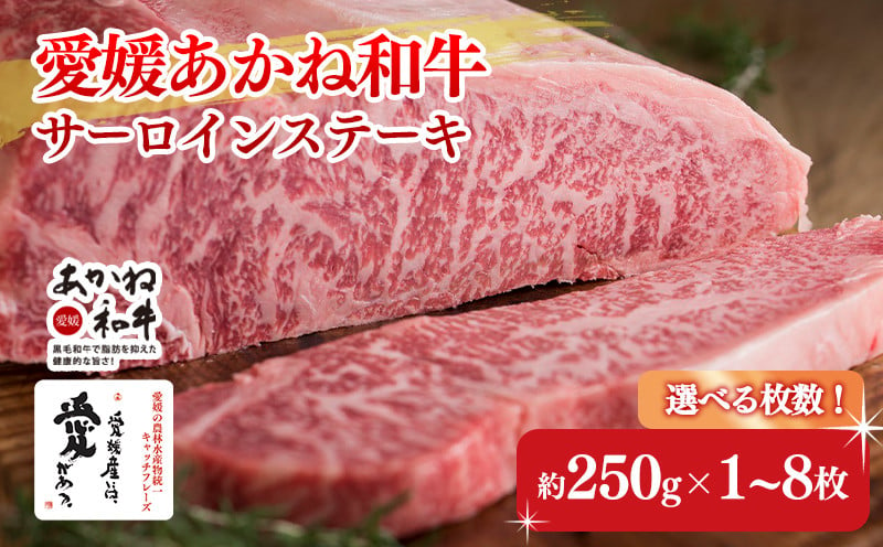 
            愛媛あかね和牛サーロインステーキ（約250ｇ×1～8枚） | 国産 和牛 牛肉 ブランド牛 ステーキ 焼肉 冷蔵 愛媛県 松前町
          