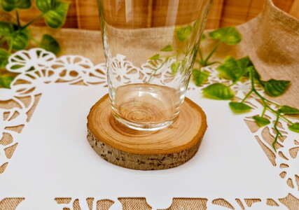 木製コースター 1枚 リンゴの枝 木で繋がる「きづなコースター」