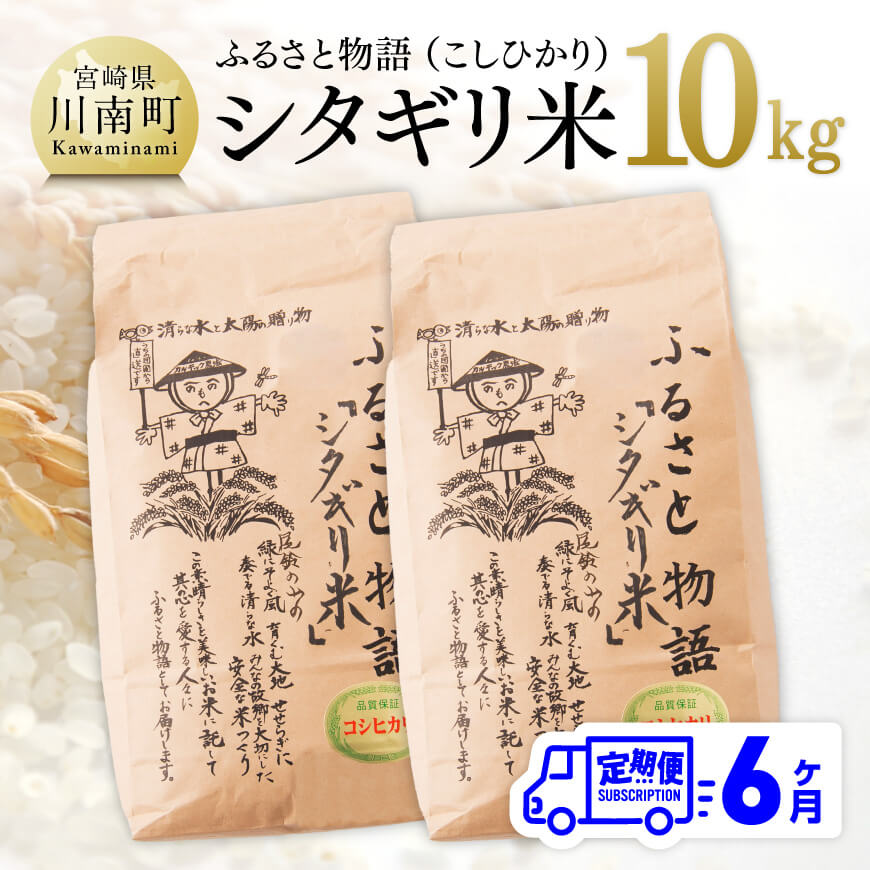 【ふるさと納税】※レビューキャンペーン※【6ヶ月定期便】【令和7年産】宮崎県産こしひかり「シタギリ米」10kg（5kg×2） - お米 新米 定期便 全6回 C04202t6