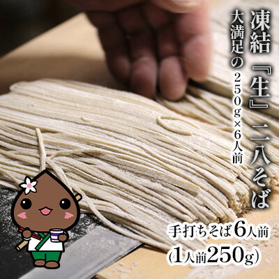 【ふるさと納税】北海道 二八そば 凍結 生 大満足 250g×6人前 蕎麦 ソバ 生麺 麺 冷凍 のど越し 手打ち コシ 職人 本格 自家製 石臼挽き 専門店 ギフト 食塩不使用 無塩 年越し 引っ越し お取り寄せ ご褒美 国産 100％ そば処霧立亭 送料無料