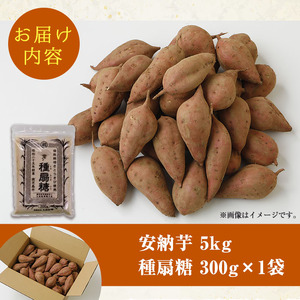 n232 種子島産安納芋とお砂糖のセット「安納芋(5kg)」「種扇糖(300g×1袋)」【大東製糖種子島株式会社】