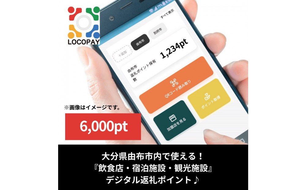 
            由布市で使えるデジタル返礼ポイント_LOCOPAY6,000ポイント分
          