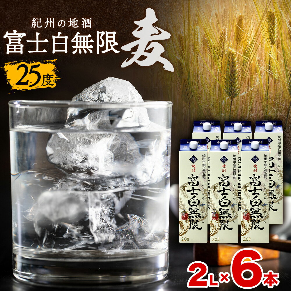 【ふるさと納税】紀州の地酒 富士白無限 ふじしろむげん 《麦》 25度 2L×6パック エバグリーン 中野BC株式会社 《30日以内に出荷予定(土日祝除く)》和歌山県 岩出市 酒 お酒 地酒