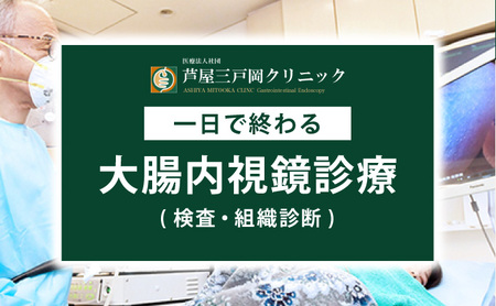 1日で終わる 大腸内視鏡診療 (日帰り) 1名様【芦屋三戸岡クリニック】消化器内視鏡専門クリニック 大腸検査 内視鏡検査 大腸がん 大腸ポリープ などの 早期発見 早期対策 早期治療 健康 カウンセリング
