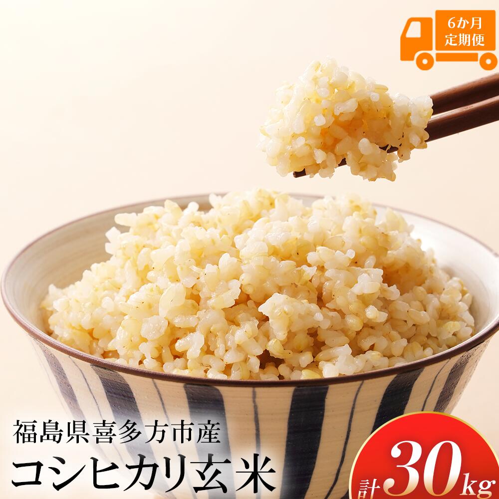 【ふるさと納税】【令和8年産先行予約！】特別栽培米コシヒカリ　玄米　5kg　6か月定期便(計30kg)　[米・食味分析鑑定コンクール国際大会 特別優秀賞受賞]　 こめ 米 玄米 おこめ ごはん 福島県 喜多方市 スガイエコファーム　【07208-0810】