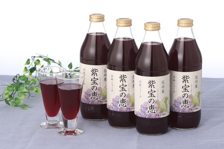 信州産 巨峰ジュース 「紫宝の恵」 1L×4本 ぶどうジュース 完熟ぶどうジュース 果汁100%ぶどうジュース