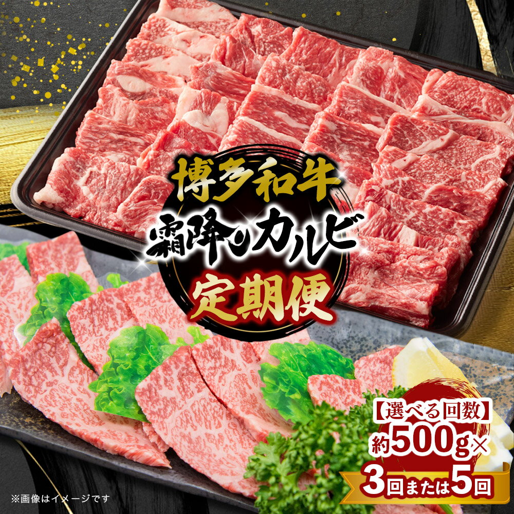 【ふるさと納税】【選べる定期便】博多和牛 霜降りカルビ 約500g【全3回・全5回】 肉 お肉 和牛 カルビ バーベキュー BBQ 焼肉