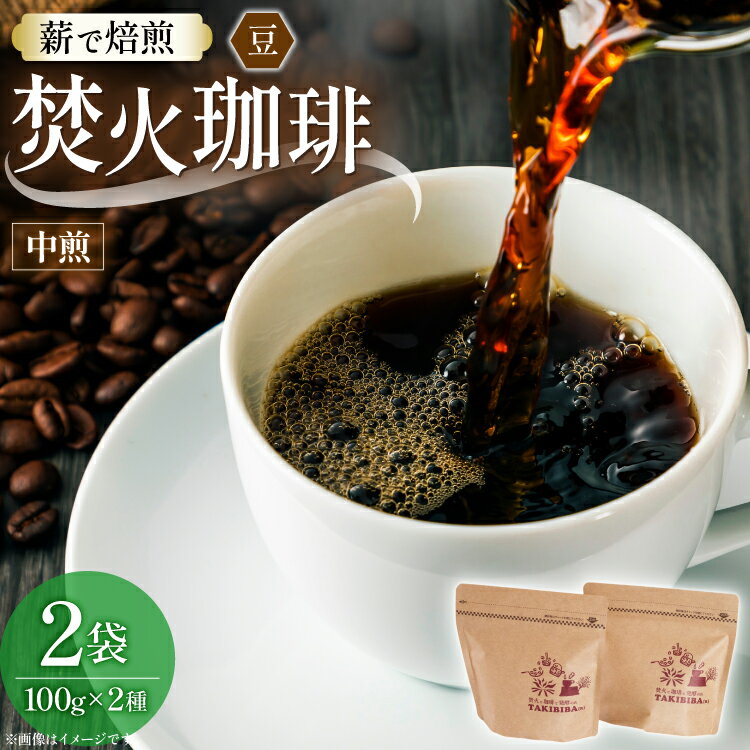 【ふるさと納税】 コーヒー 豆 焚火珈琲 中煎 100g 2袋 計200g チャック付き袋使用 [TAKIBIBA[R] 長崎県 東彼杵町 hs42bdt230004] コーヒー豆 珈琲 珈琲豆