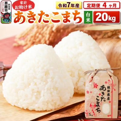 ふるさと納税 男鹿市 《定期便4ヶ月》令和7年産 【白米】家計お助け米 あきたこまち 20kg|23_kml-012004