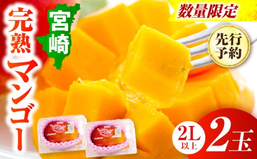 
                  【先行予約】＜数量限定＞宮崎完熟マンゴー 2L×2玉（350g～449g以上×2玉） 宮崎県産 完熟 マンゴー 果物 果実 フルーツ デザート 濃厚 人気 国産 完熟マンゴー グルメ ギフト 贈り物 贈答 プレゼント 希少 ご褒美_K001-016
                