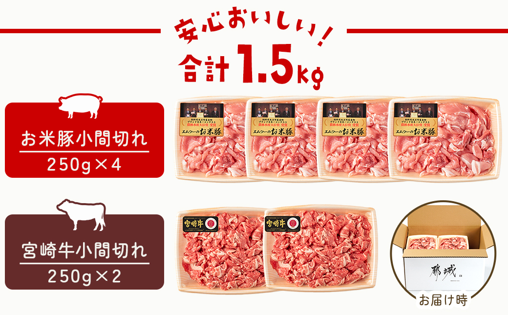 宮崎牛&「お米豚」こま切れ1.5kgセット_MJ-31-012