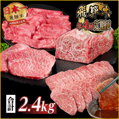 【ふるさと納税】【発送月固定定期便】飛騨牛 赤身定期便 計2.4kg 冷蔵 A4～A5ランク全4回【配送不可地域：離島】【4088112】
