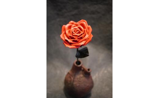 Eterna -Leather Rose- カラー 赤 ／  国産 革 レザー ローズ バラ 造花 アートフラワー 小物 インテリア 記念日 プレゼント 奈良県 葛城市【area001-red】