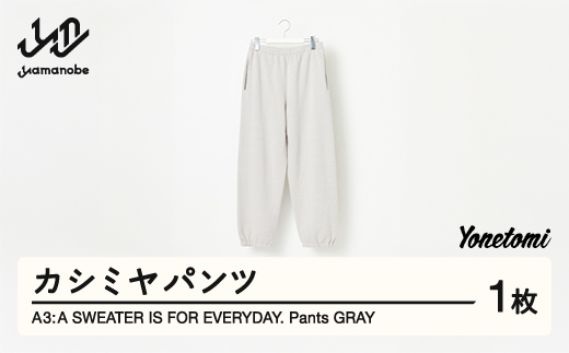 
            ≪順次発送≫ A3: A SWEATER IS FOR EVERYDAY. Pants GRAY グレー カシミヤ パンツ ズボン 服 洋服 ユニセックス メンズ レディース ブランド 数量限定 山形県 山辺町 yt-septh-sn
          