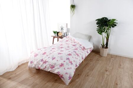 三河産　綿100％和晒し　120本ガーゼ掛けふとんカバー_コスモピンク【G0582】