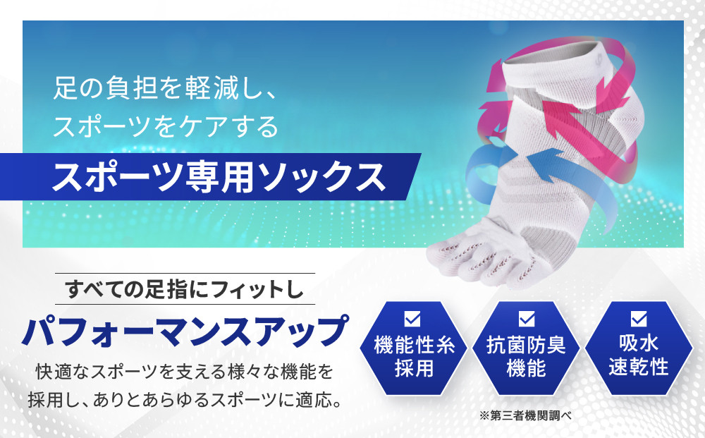 【ファイテン】足王(ソッキング)5本指 レディース ホワイト/スカイグレー＜22～24cm＞｜京都 人気ブランド ソックス［ 京都 phiten スポーツソックス 5本指 スポーツ靴下 滑り止め ソッ