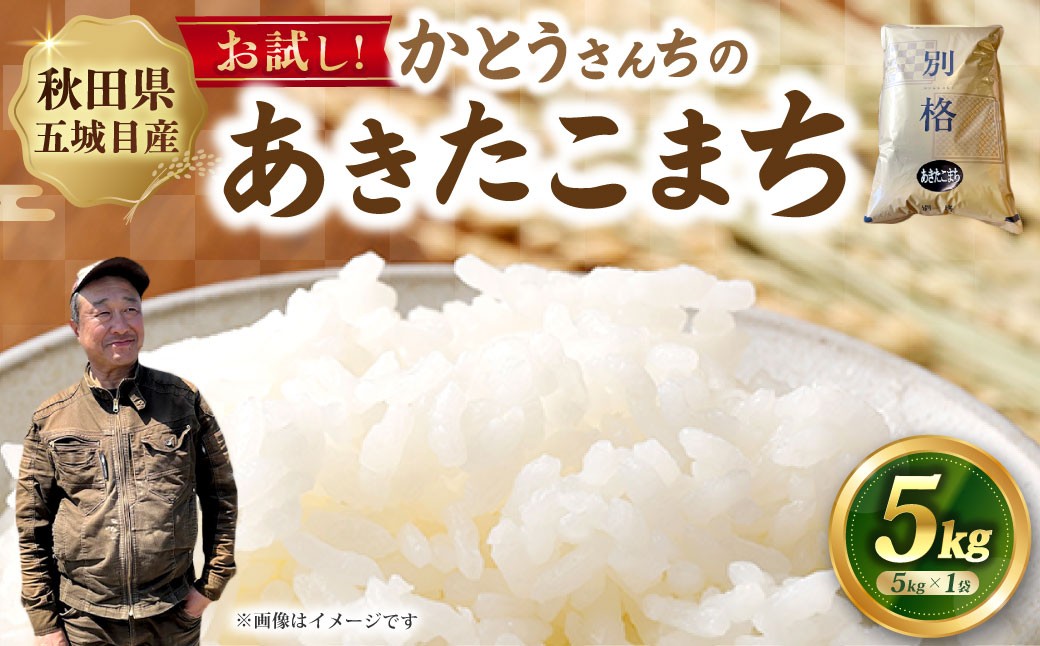 
                  お試し！！ 「悠紀の国」 秋田五城目産 かとうさんちのあきたこまち 5kg あきたこまち お米 米 こめ コメ 白米 精米 白飯 飯 ご飯 おにぎり 国産 秋田県産 ブランド米
                